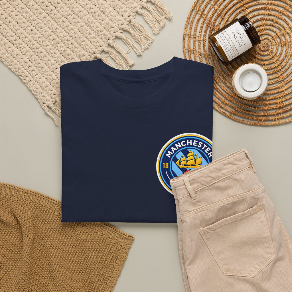 Manchester City Inspired Crest T‑Shirt – Circular Badge Chest Logo Tee