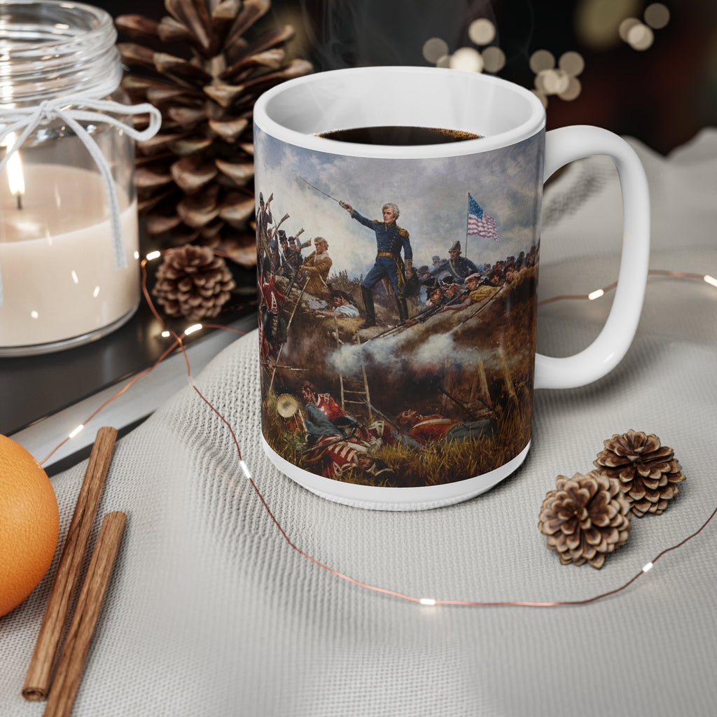 Historical Battle Scene Coffee Mug — Revolutionary War Canvas Wrap (11oz & 15oz)