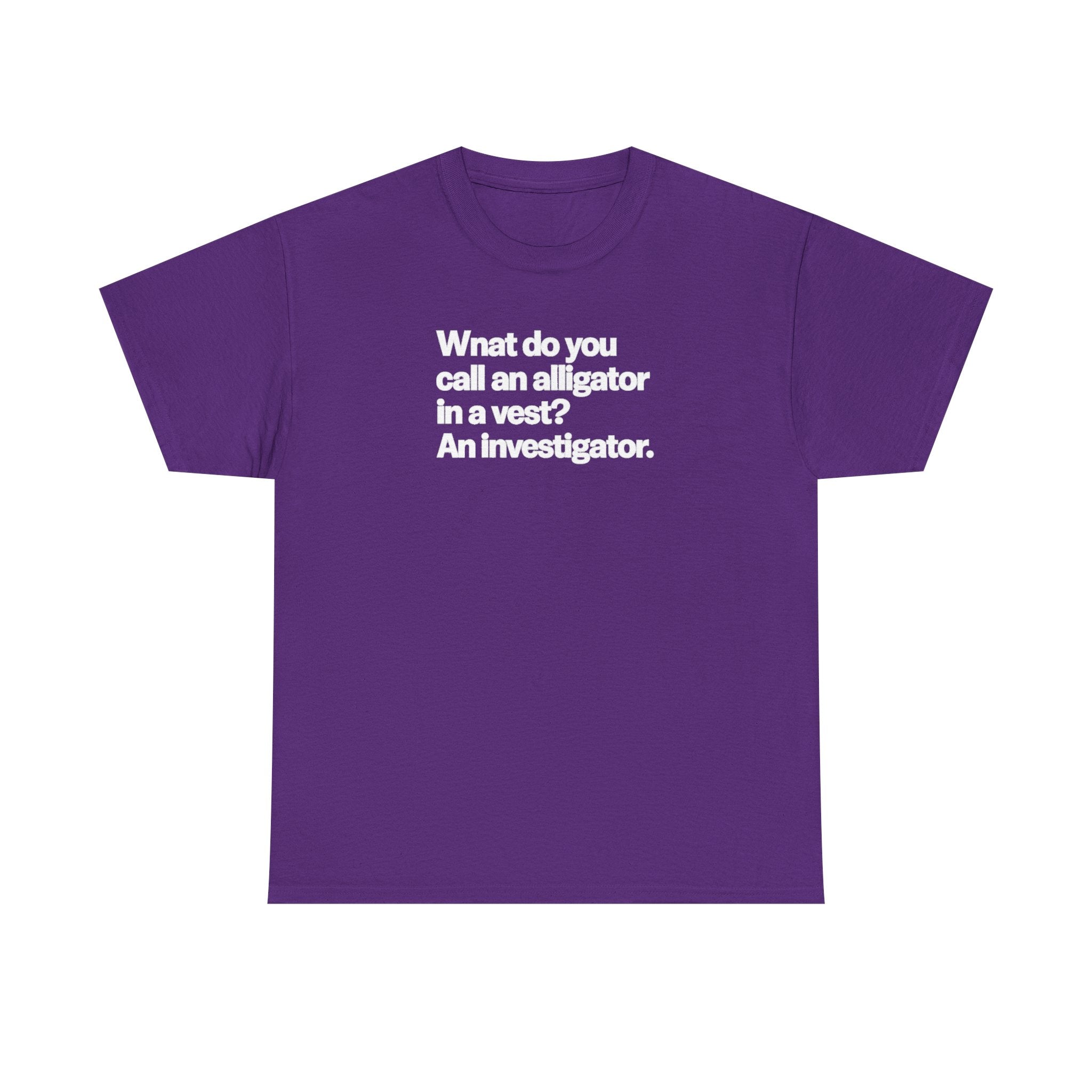 What do you call an Alligator White Minimalist Funny Tee — Subtle Embossed Text Casual T-Shirt