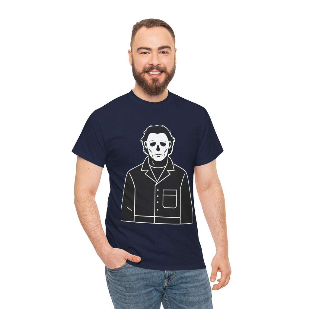 Michael Myers Outline Horror T-Shirt — Minimal Halloween Mask Tee