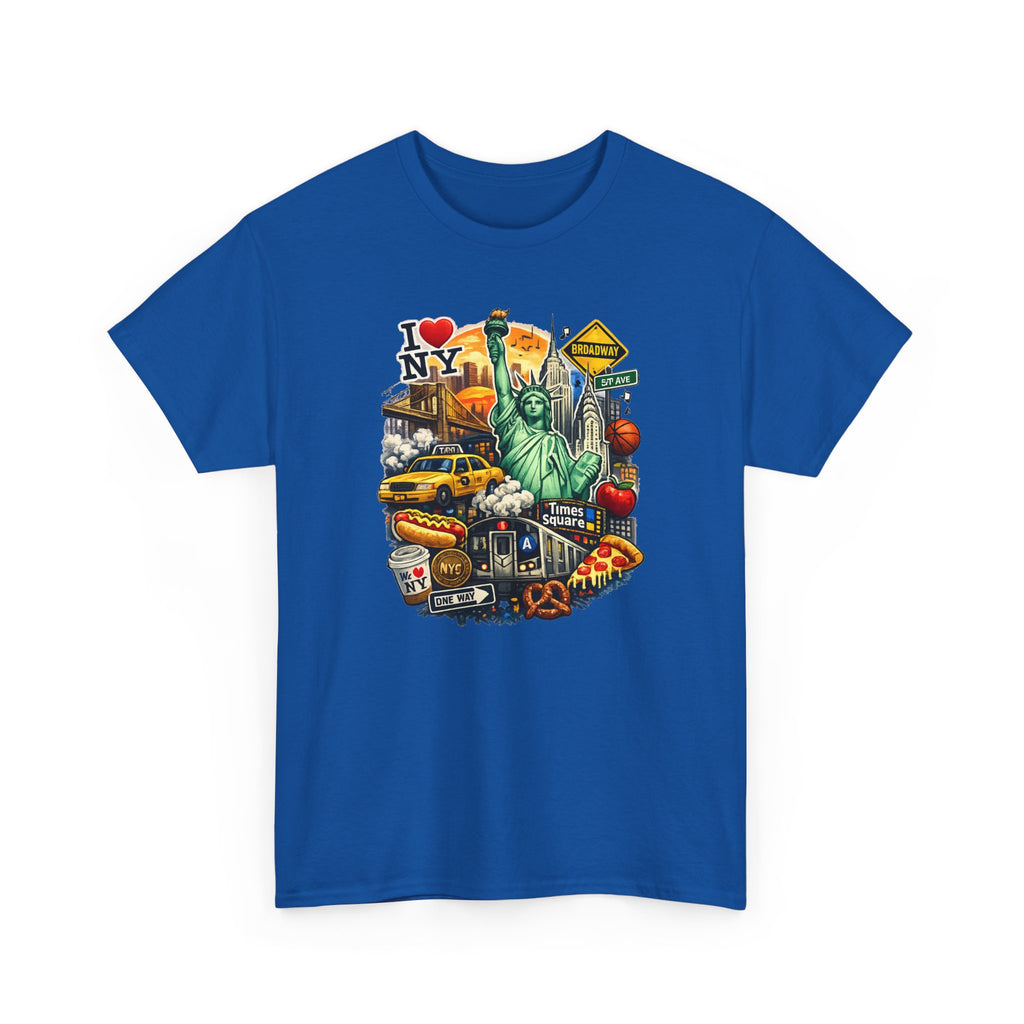 New York City Icons T-Shirt — Statue of Liberty, Taxi & I  NY Collage Tee