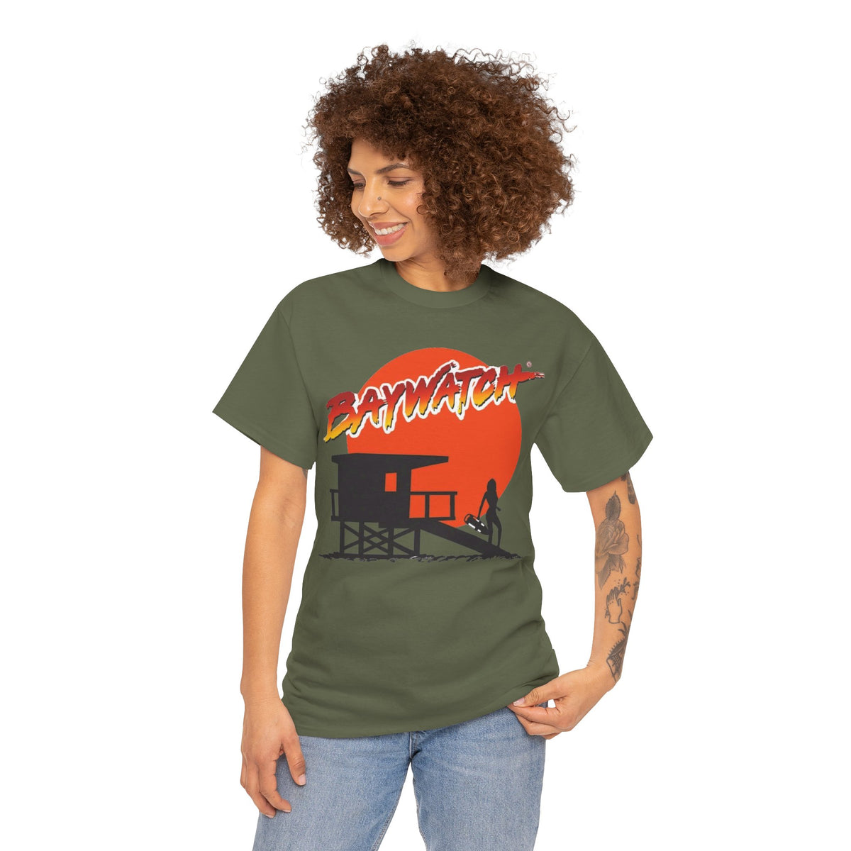 Baywatch Lifeguard Sunset Cotton T-Shirt