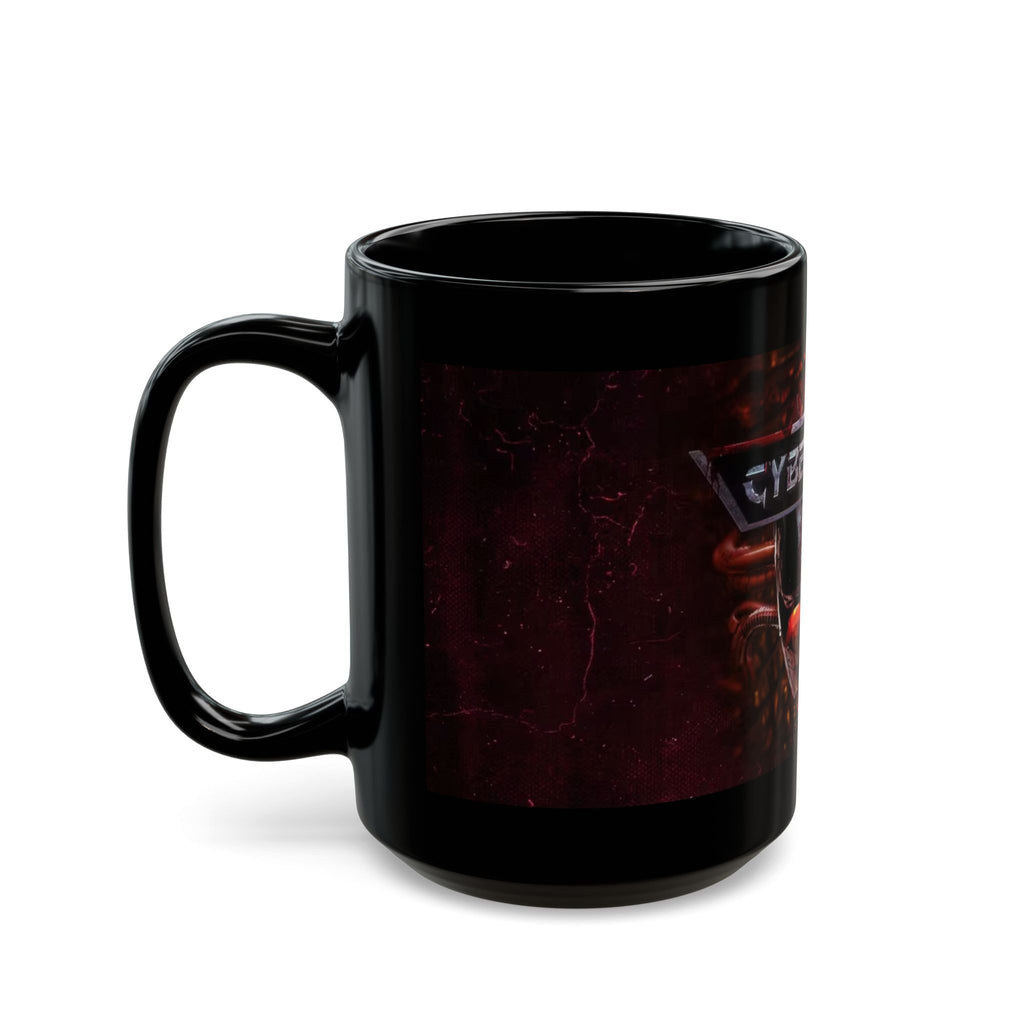 Cybergoria Skull Black Mug — Gothic Cyberpunk Coffee Cup (11oz/15oz)