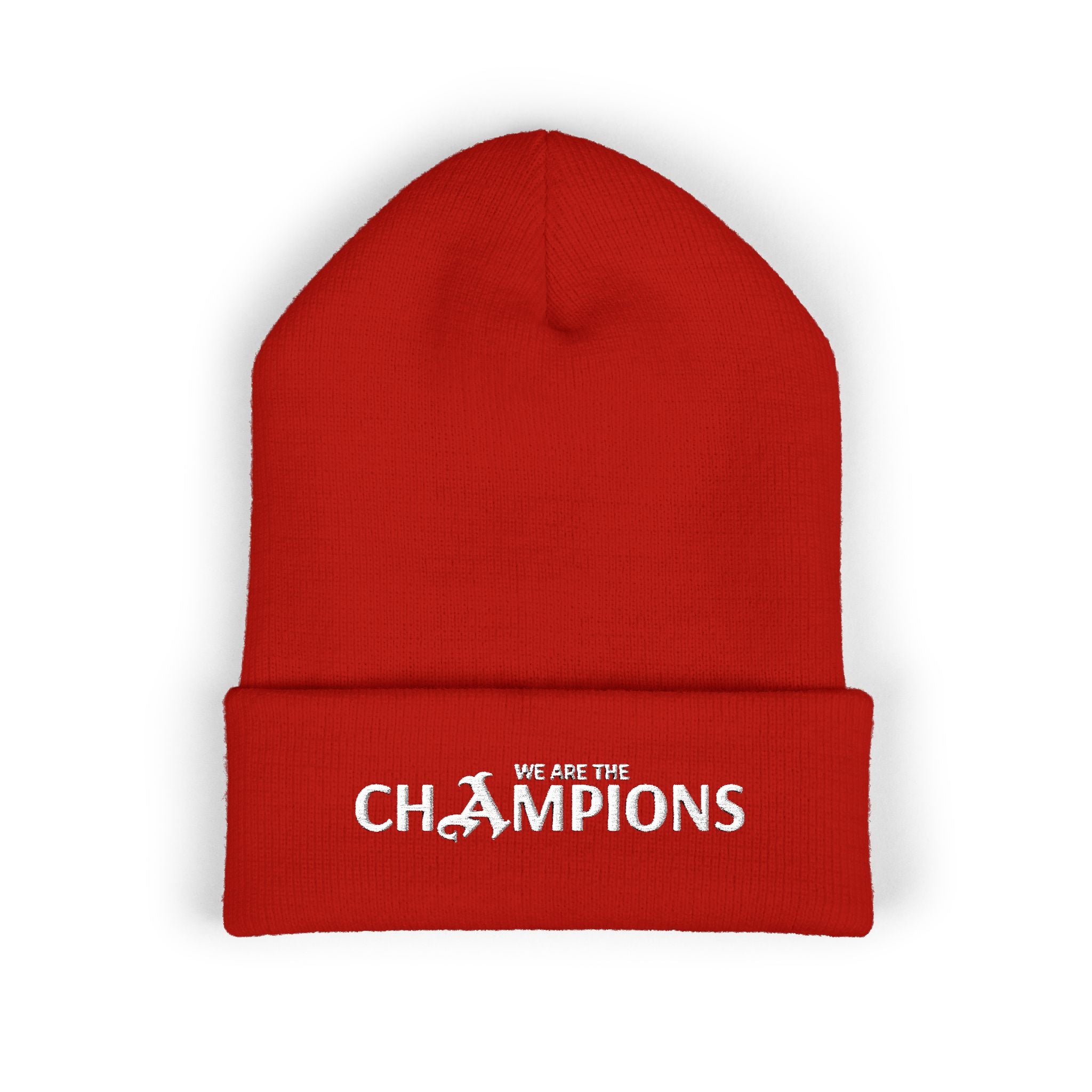 Arsenal Champions Embroidered Cuffed Beanie — 'We Are The Champions' Winter Knit Hat
