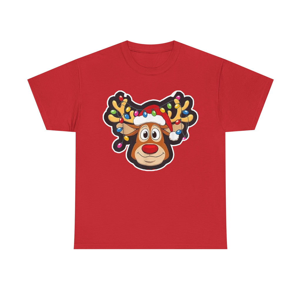 Christmas Reindeer Tee – Festive Rudolph with Lighted Antlers Holiday Shirt