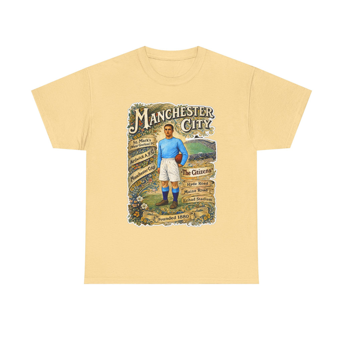 Manchester City Vintage Football Tee — Retro Soccer Graphic T-Shirt