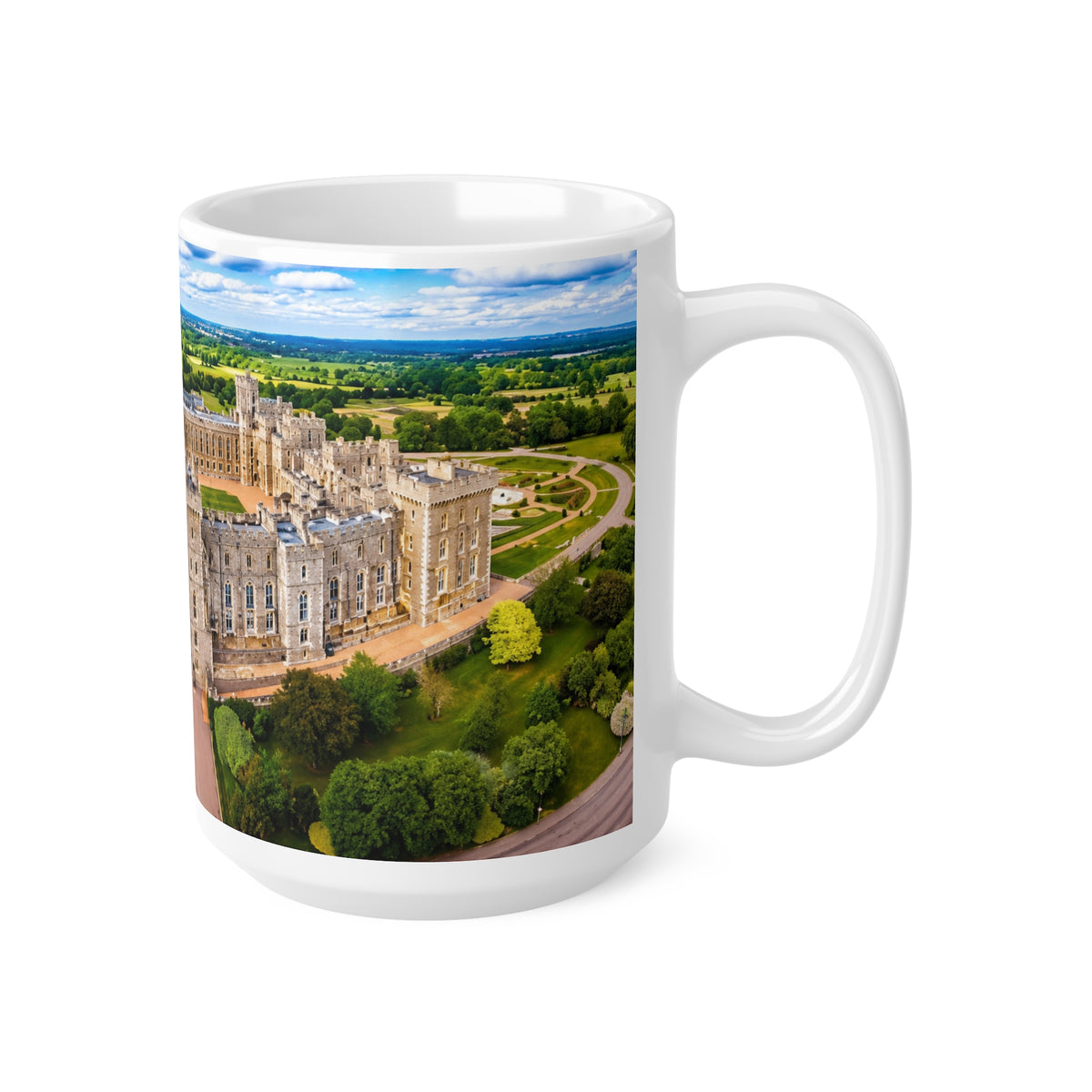 Windsor Castle Aerial Photo Ceramic Coffee Mug — Scenic Warwick Castle 11oz & 15oz