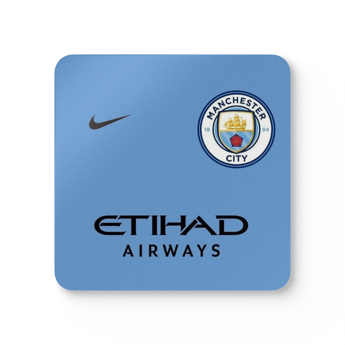 Manchester City Football Cork Coaster Set — Etihad Airways Logo