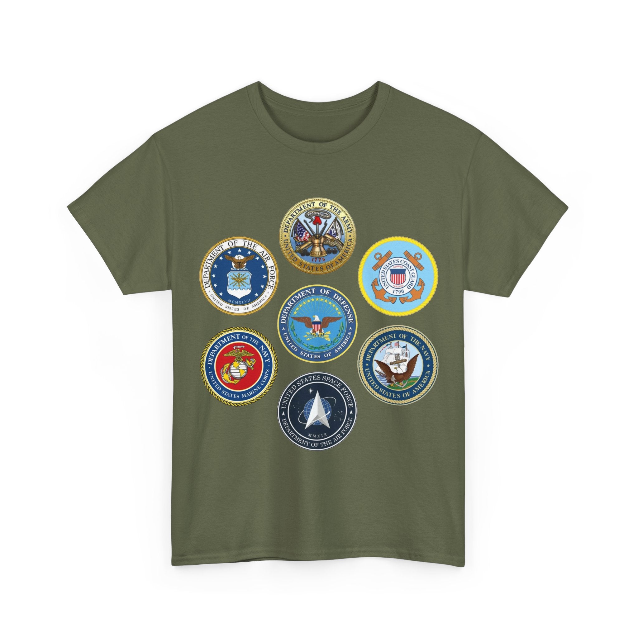Military Branch Seals T-Shirt — Vintage US Armed Forces Emblems Tee