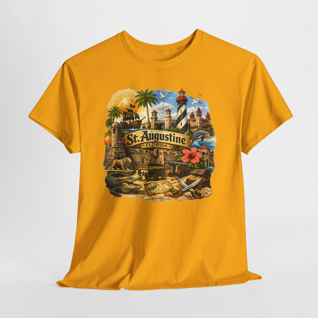 St. Augustine Florida Vintage Travel Tee — Retro Beach & Lighthouse Souvenir T-Shirt