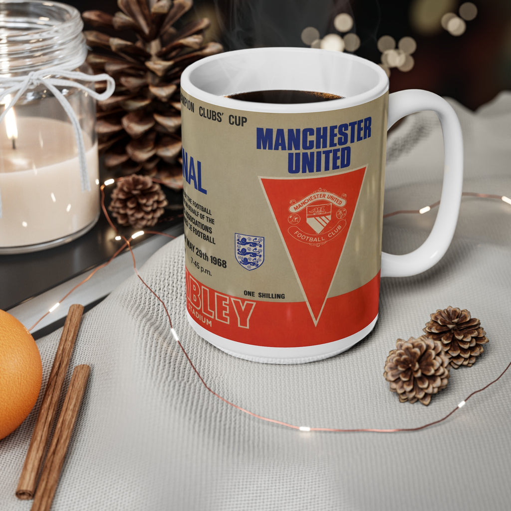 1968 European Cup Final Programme Cover Inspired Benfica vs Man Utd Vintage Coffee Football Mug