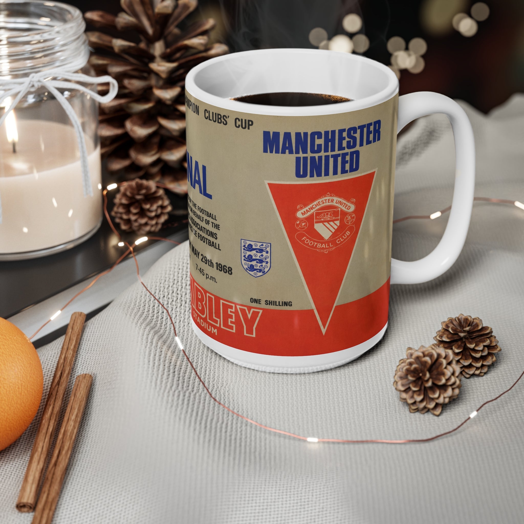 1968 European Cup Final Programme Cover Inspired Benfica vs Man Utd Vintage Coffee Football Mug