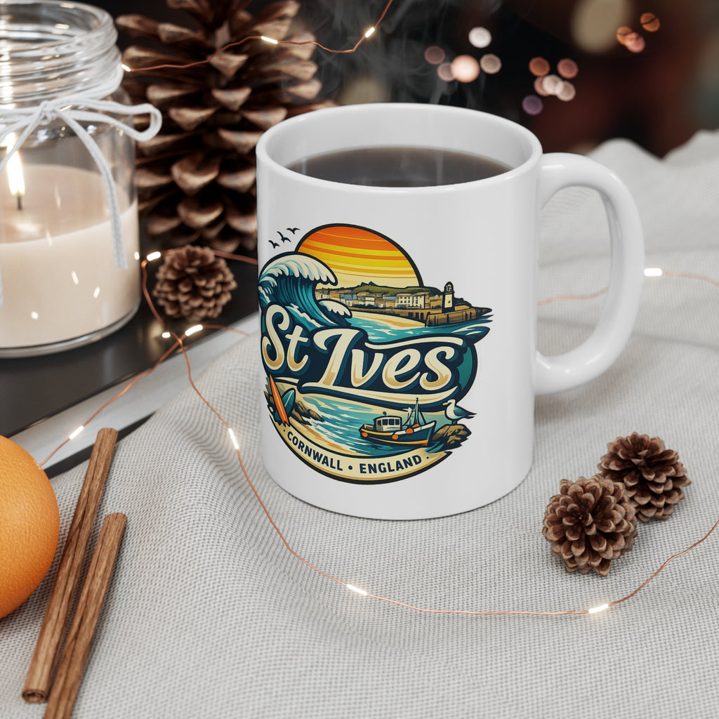 St Ives Cornwall Surf Mug — Ceramic Coffee Cup (11oz & 15oz)