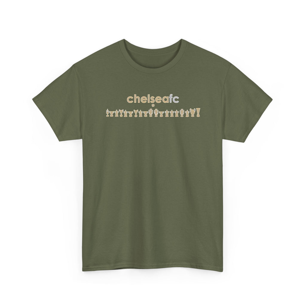 Chelsea FC Retro Silhouette Tee — Beige Logo Football Fans Shirt