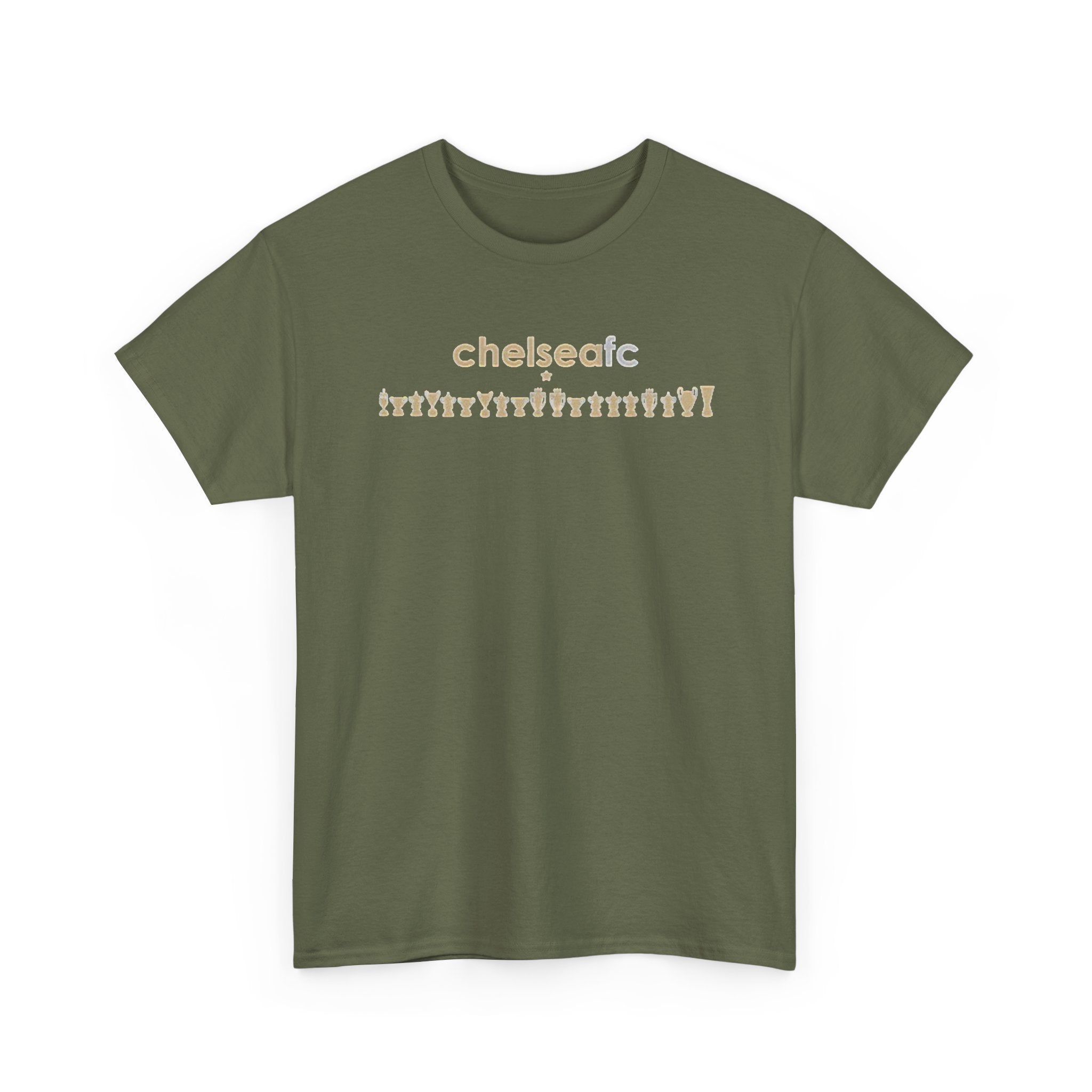 Chelsea FC Retro Silhouette Tee — Beige Logo Football Fans Shirt