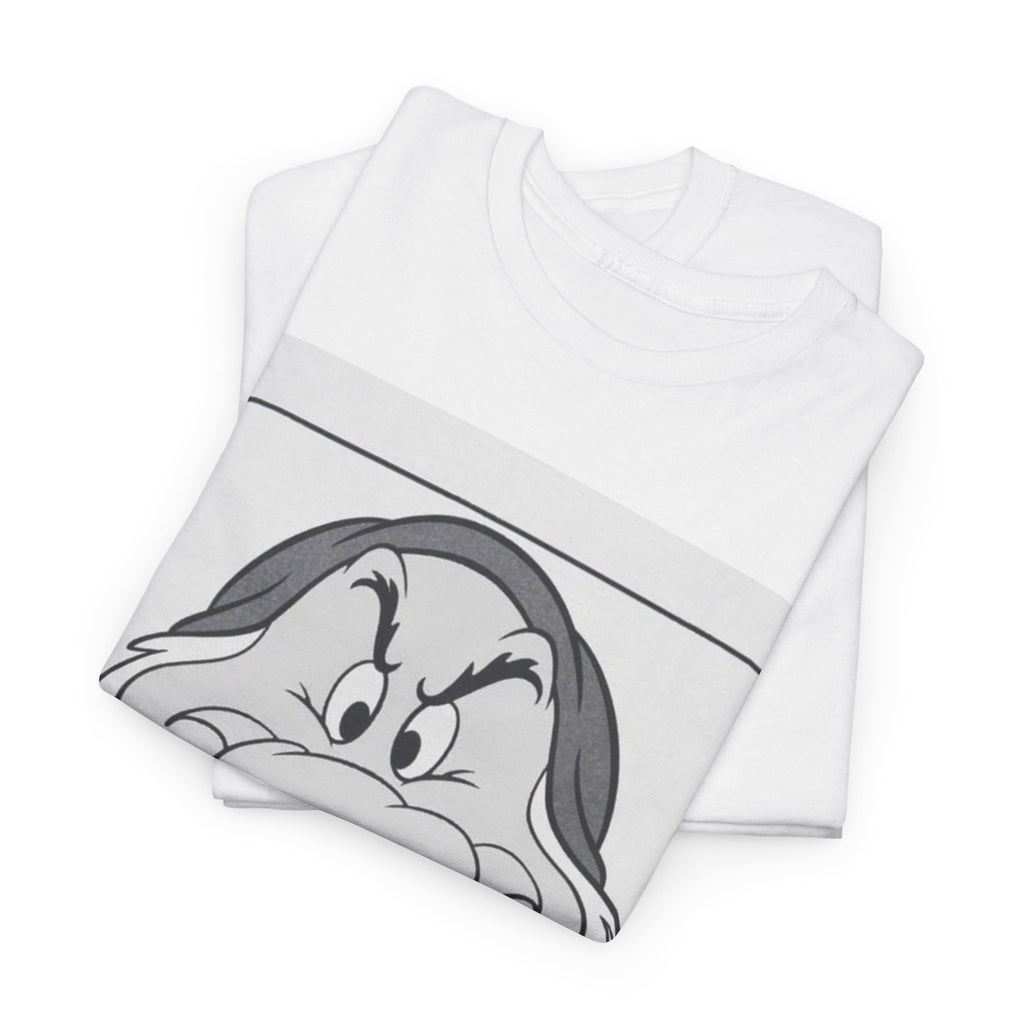Grumpy Dwarf Graphic Tee — Vintage Cartoon Face "GRUMPY" Shirt