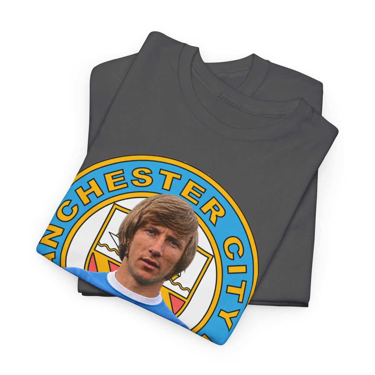 Colin Bell Manchester City Legend Cotton Tee — Retro Player Graphic