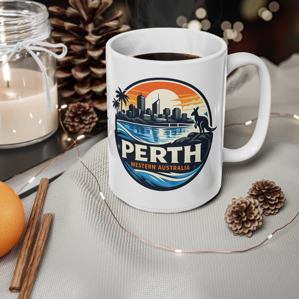 Perth Skyline Ceramic Mug — Western Australia Souvenir Coffee Cup (11oz & 15oz)