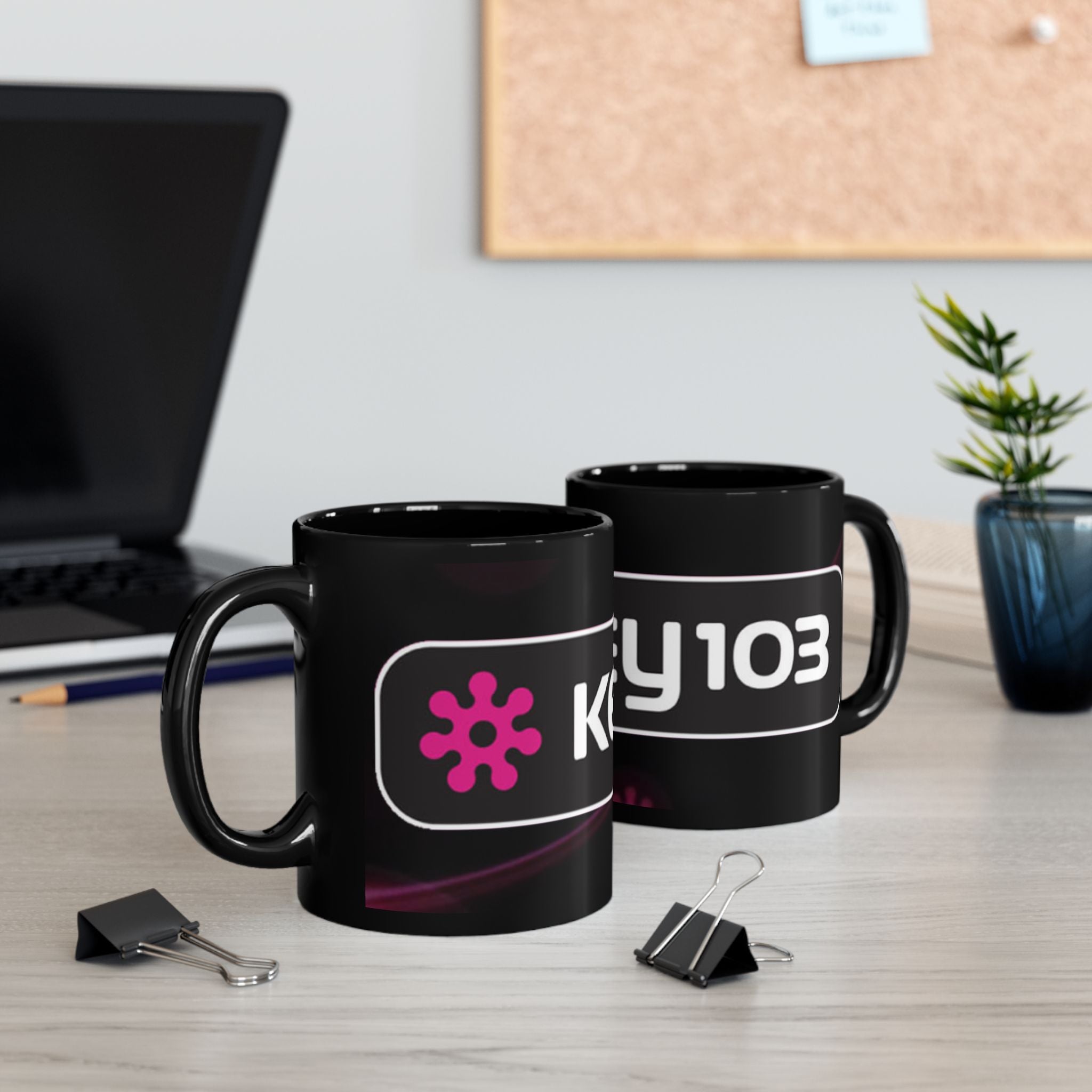 Key 103 Black Coffee Mug – Retro Radio Logo 11oz/15oz