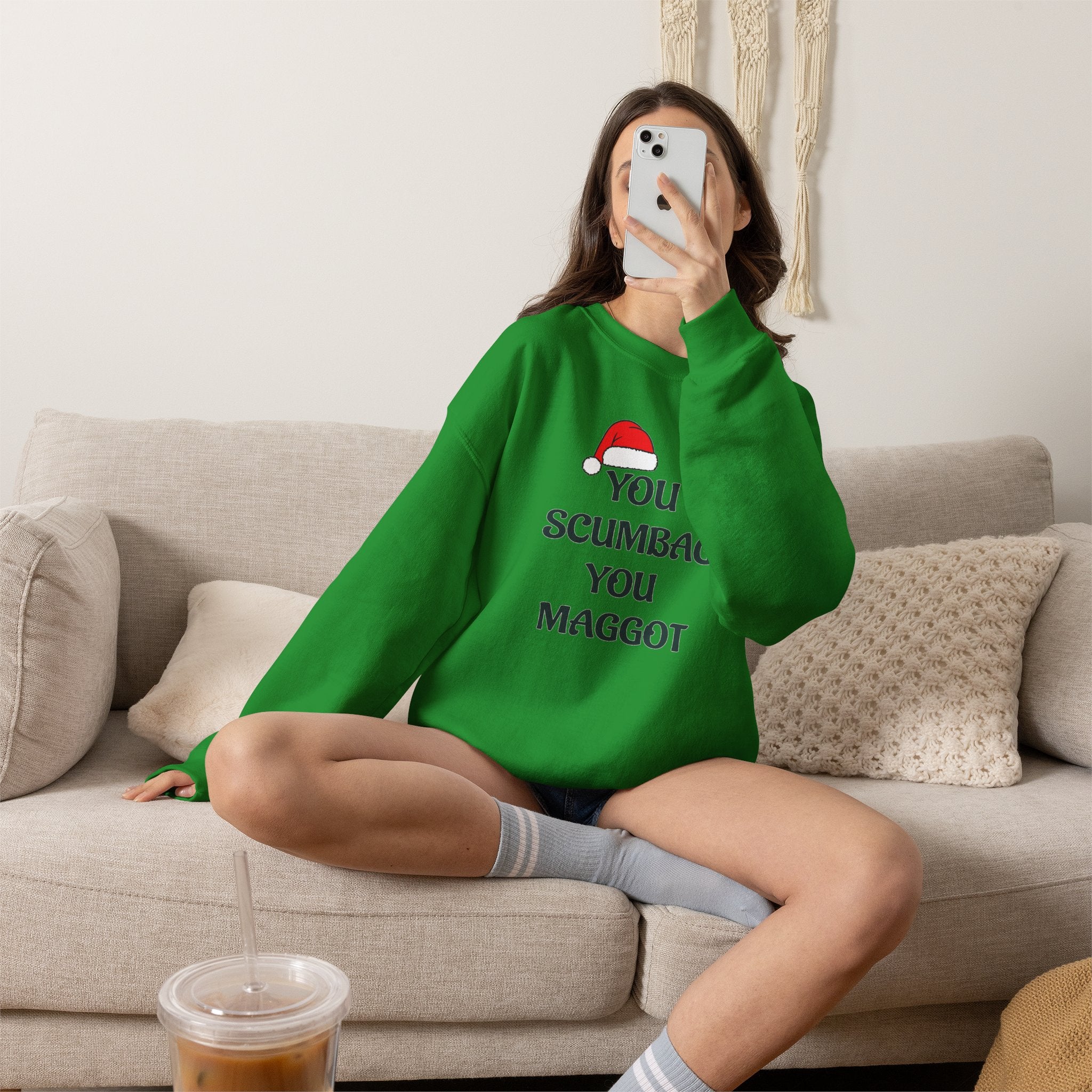 Holiday Sarcastic Sweatshirt — "You Scumbag You Maggot" Funny Christmas Crewneck