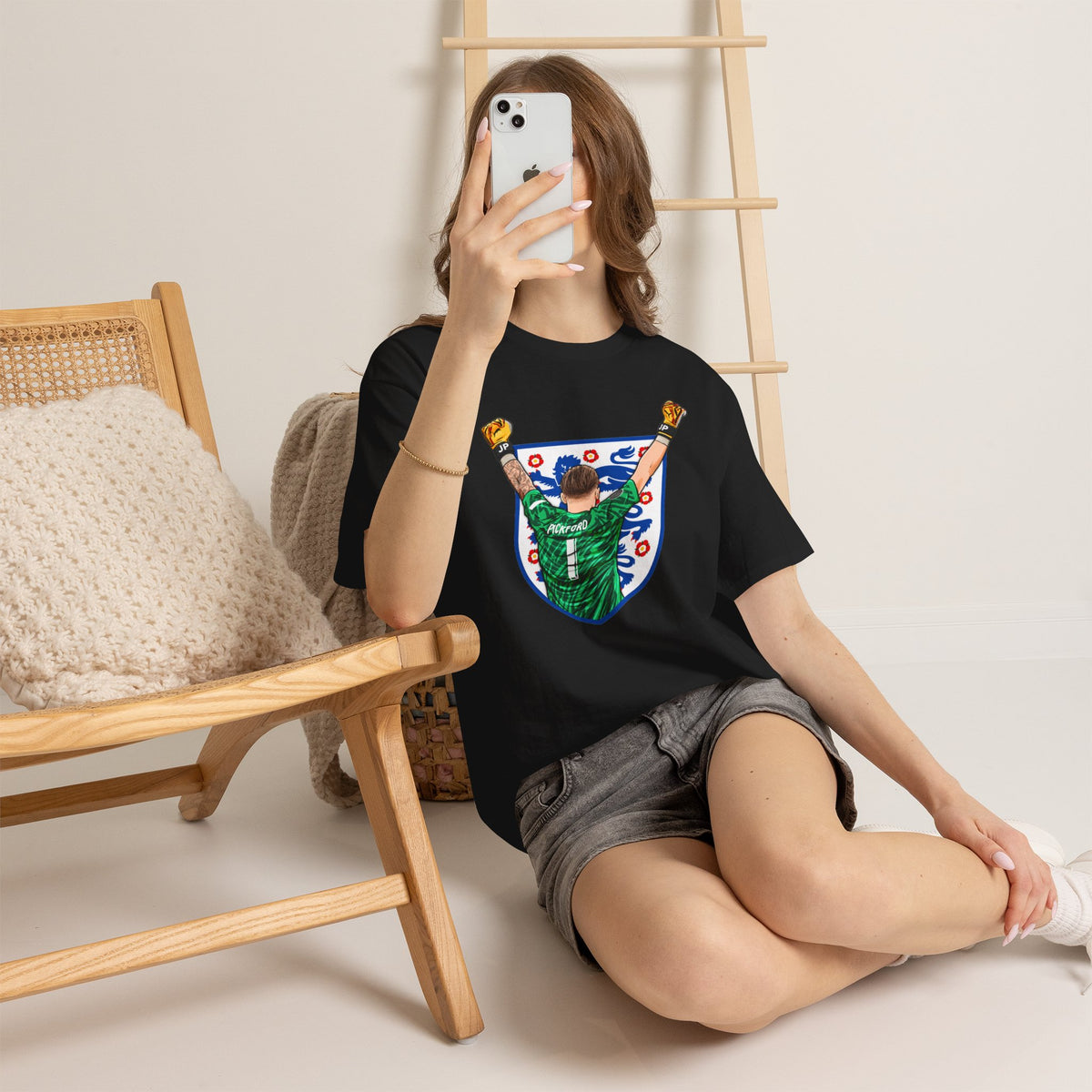 Pickford England Number 1 Goalkeeper Graphic Tee — Victory Pose Jersey Design