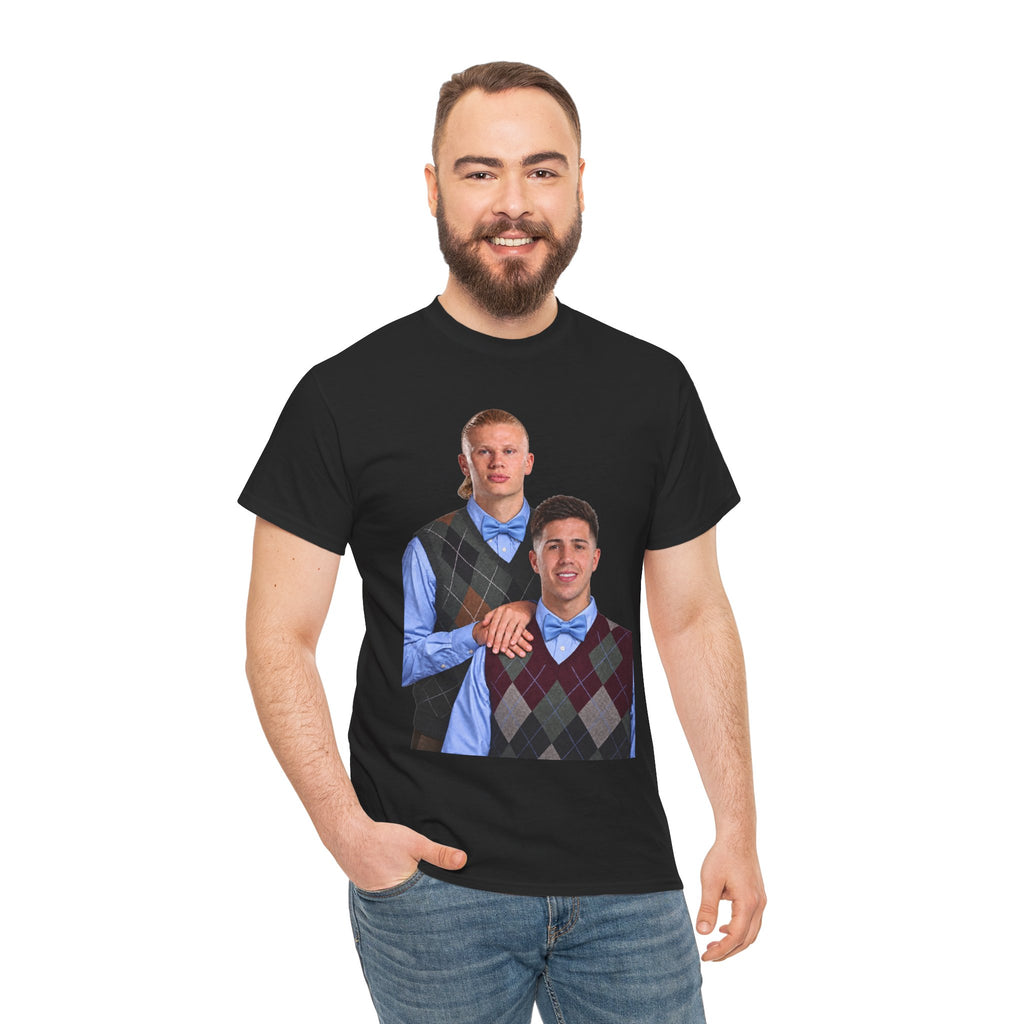 Haaland and Enzo Geek Cotton T-Shirt — Two Guys in Argyle Sweater Vests