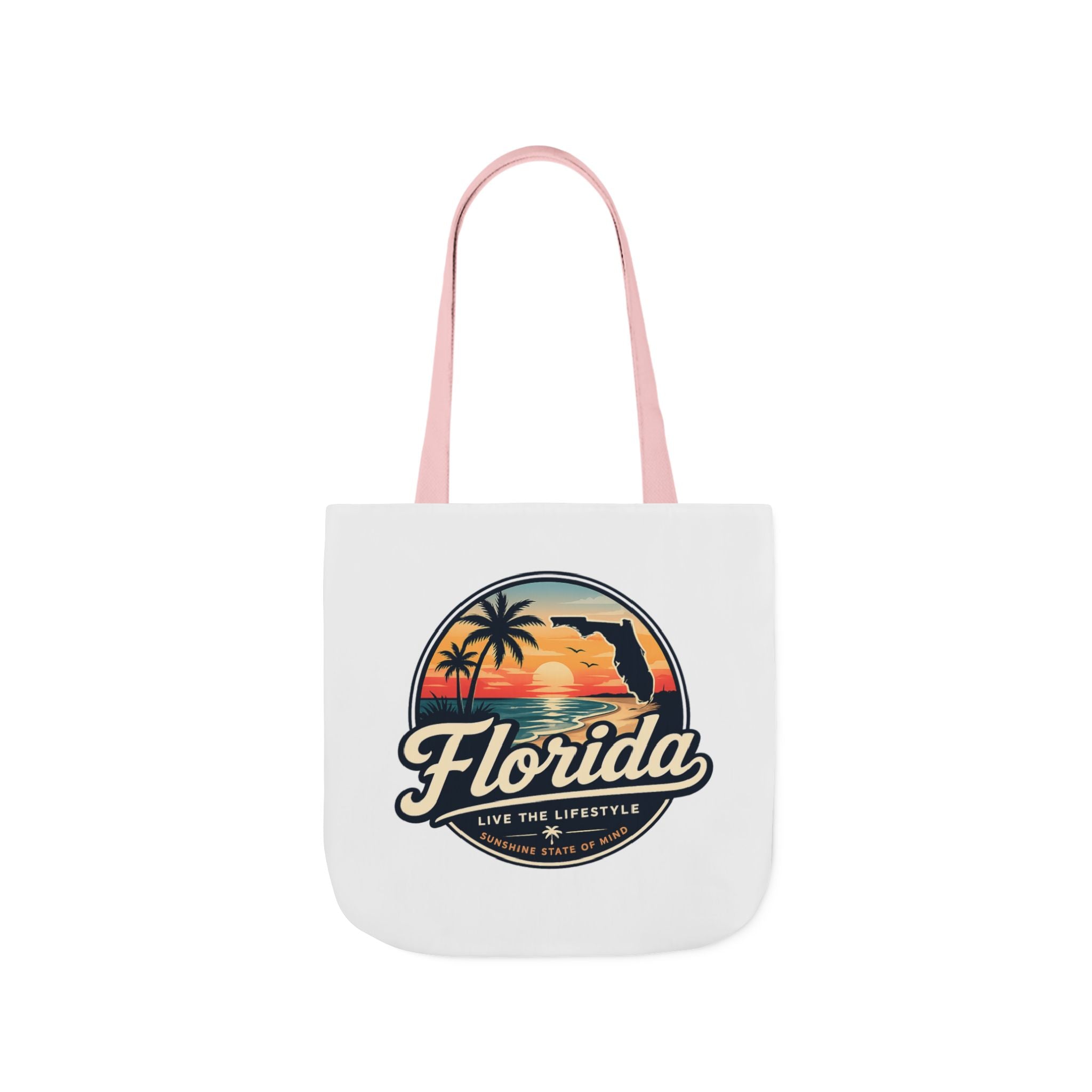 Florida Sunset Canvas Tote Bag — Retro Palm Beach Design
