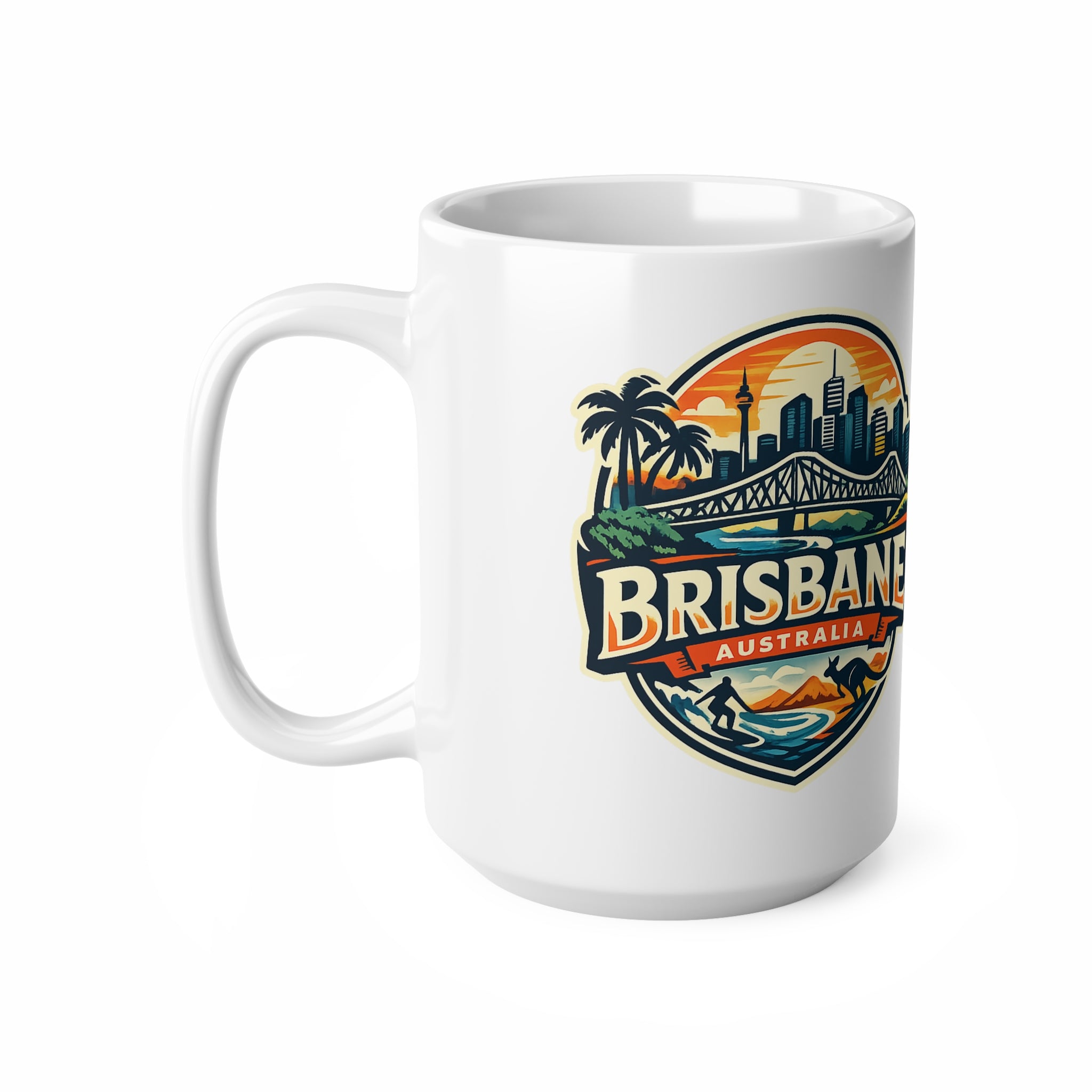 Brisbane Skyline Ceramic Mug — Australia City Souvenir Coffee Cup (11oz & 15oz)