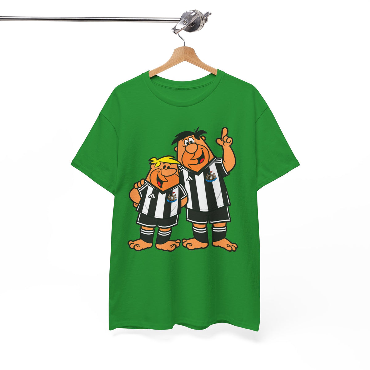 Newcastle United Flintstones Cartoon Cotton T-Shirt / Tee — Retro Striped Jersey Illustrations