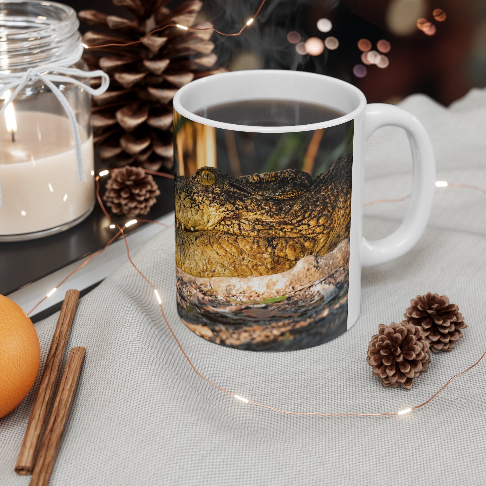Alligator Smile Coffee Mug — 11oz/15oz Ceramic Wildlife Mug