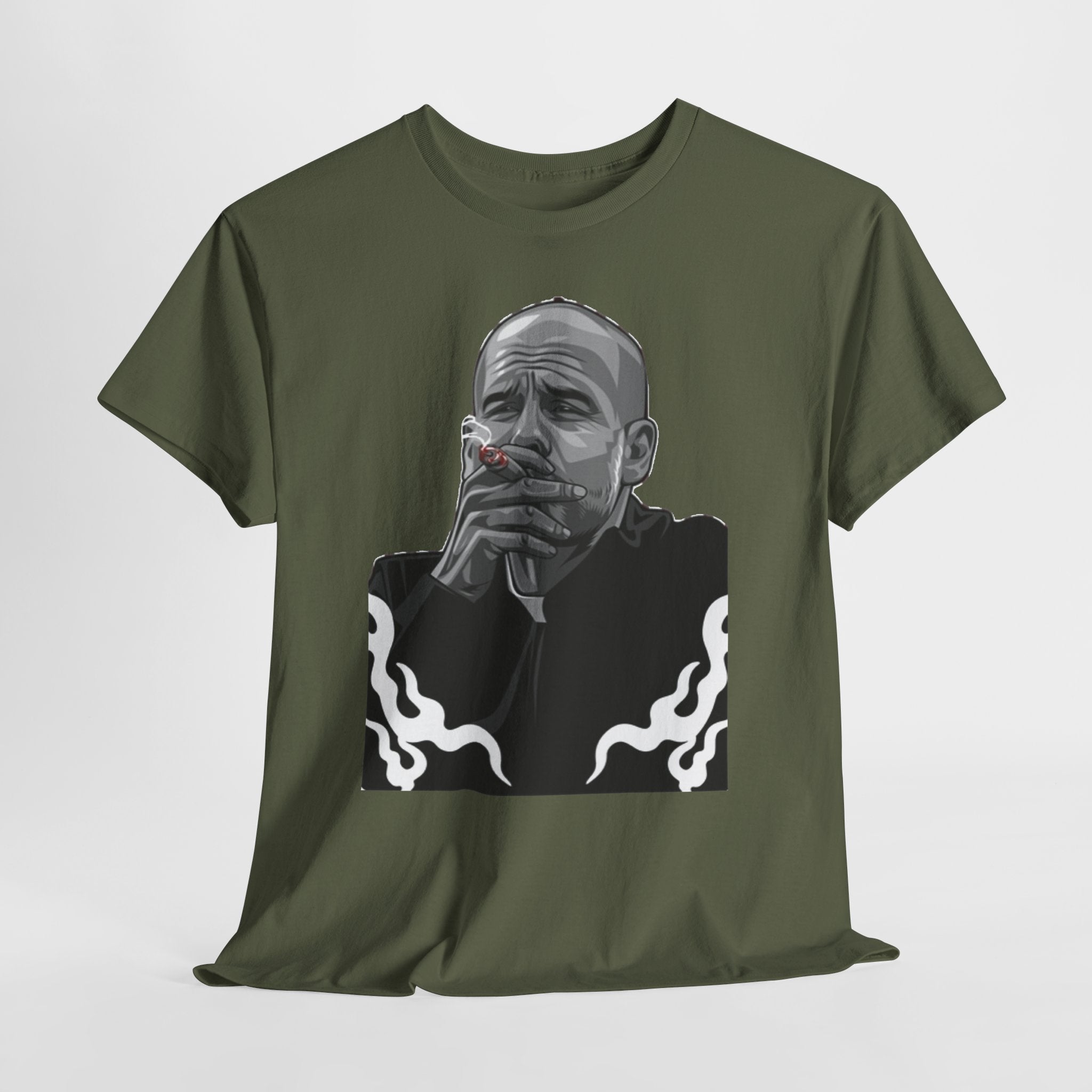 Pep Guardiola Smoking Portrait T‑Shirt — Moody Graphic Tee