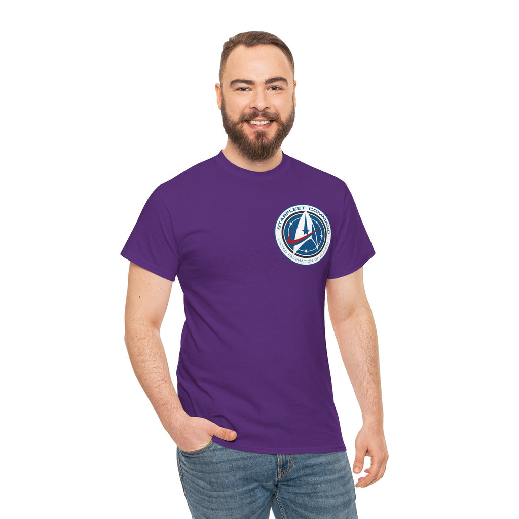 Starfleet Command Crew Logo Cotton T‑Shirt — Retro Rocket Emblem Tee