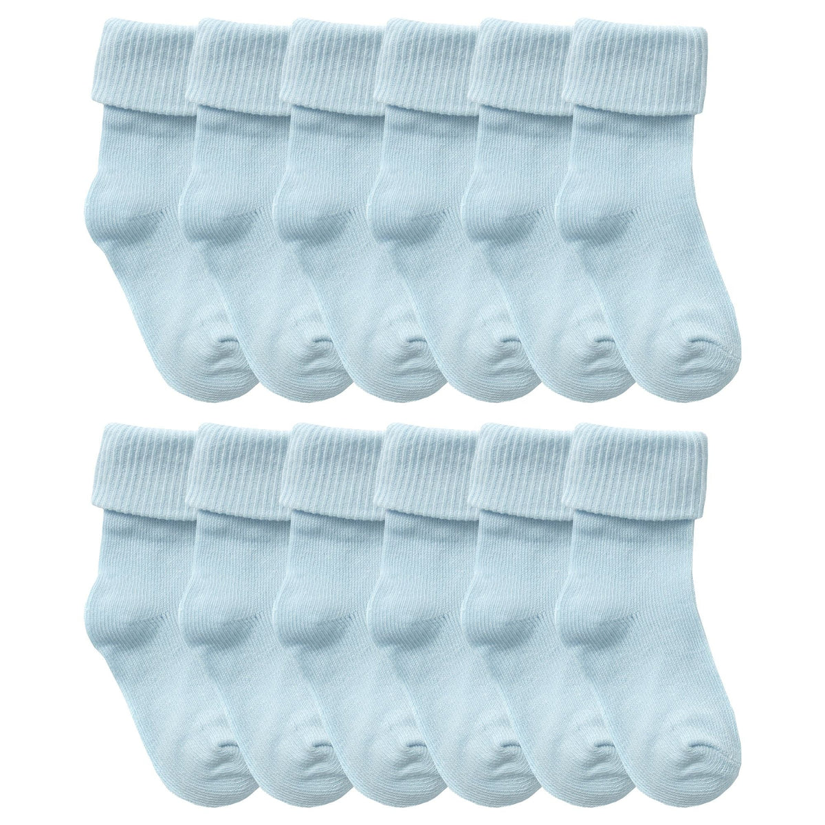 12 Pack Baby Girl & Boy Soft Cotton Turnover Top Socks