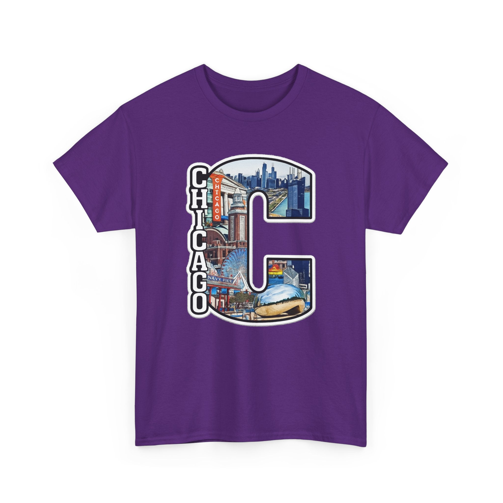 Chicago C Letter T-Shirt — City Skyline Graphic Cotton Tee