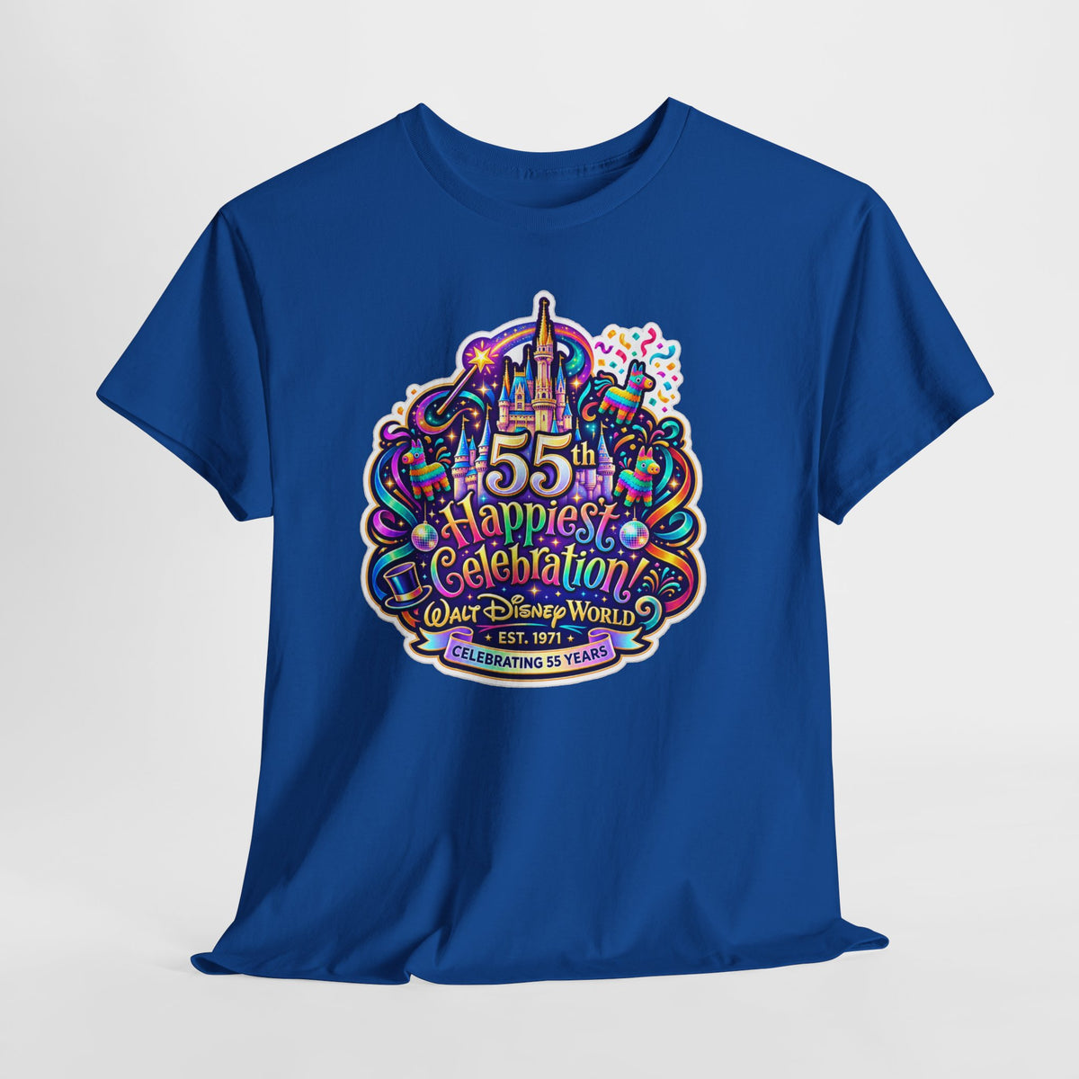 T-Shirt — "55th Happiest Celebration" Colorful Anniversary Castle Graphic Tee