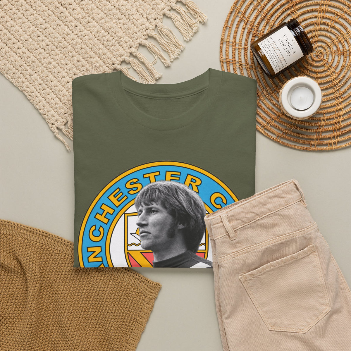 Colin Bell Manchester City Retro Player Portrait Cotton Tee