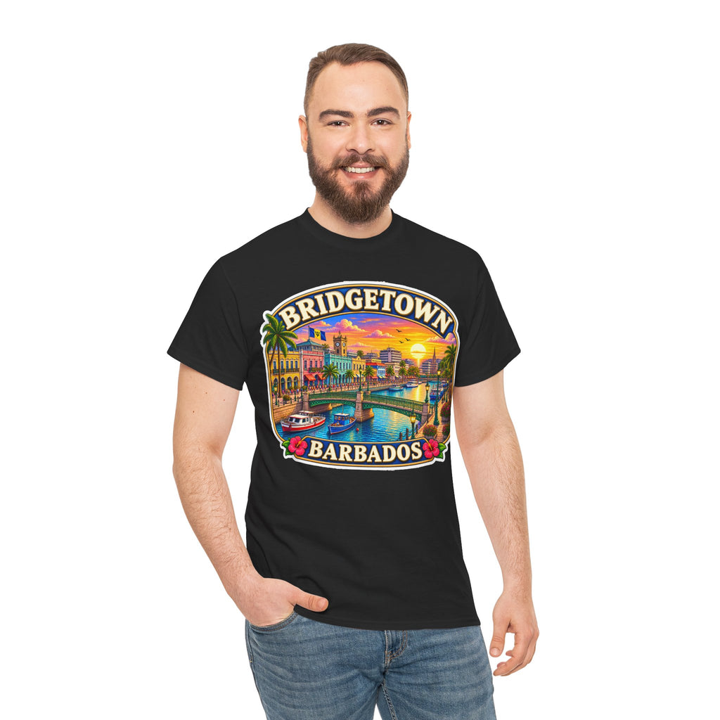 Bridgetown Barbados Vintage Sunset Tee — Caribbean Travel Souvenir T-Shirt