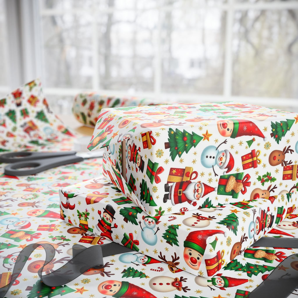Christmas Pattern Wrapping Paper — Cute Santa, Reindeer & Tree Holiday Gift Wrap