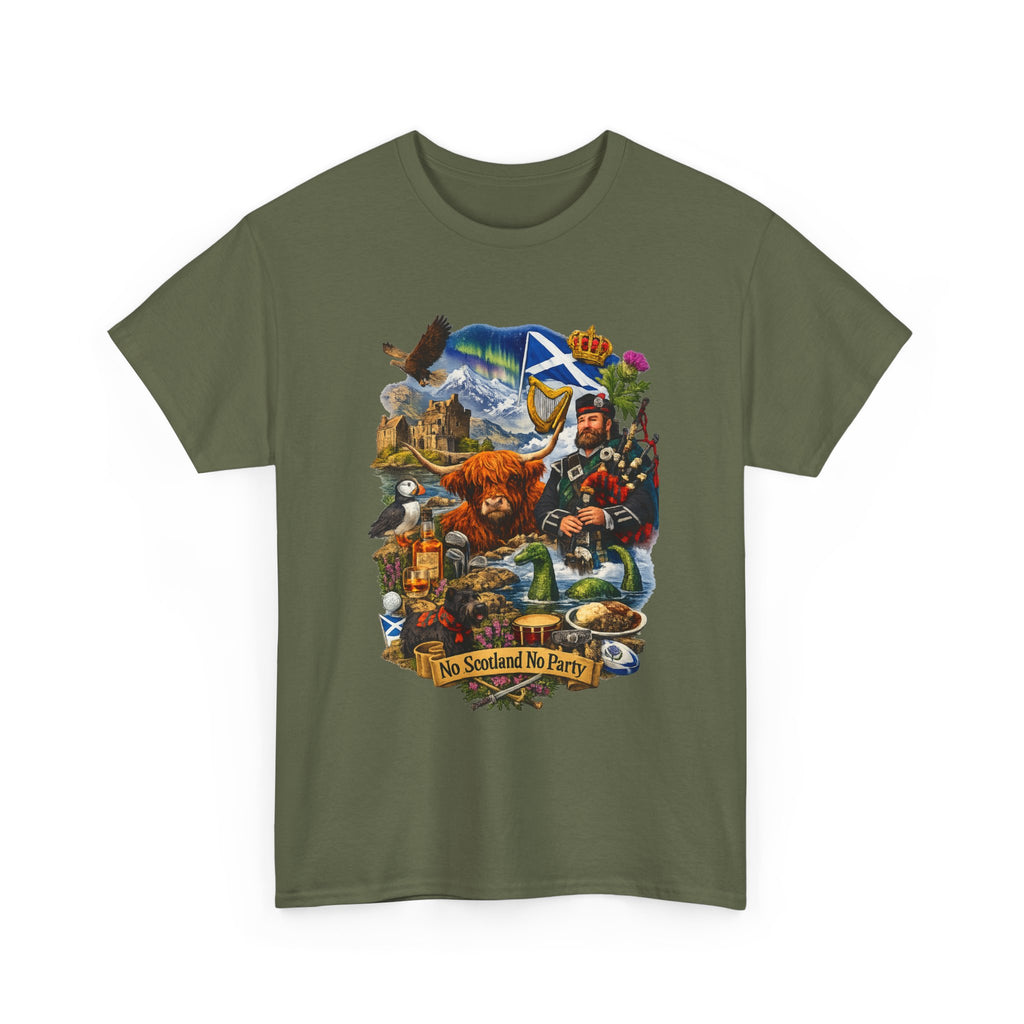 Scotland Collage T-Shirt — "No Scotland No Party" Scottish Heritage Tee