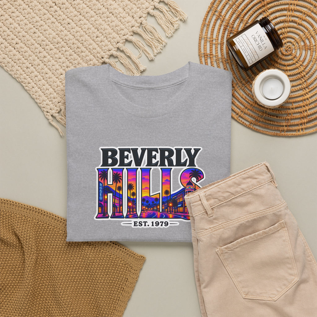 Beverly Hills Retro Sunset Tee — 'Beverly Hills EST. 1979' Graphic T-Shirt