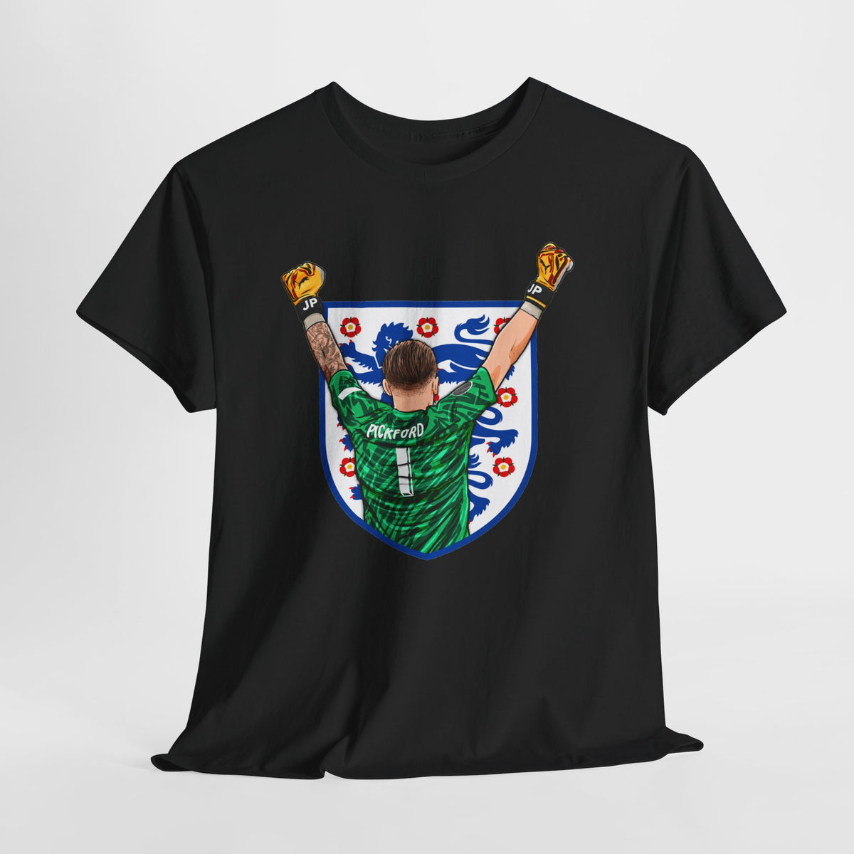 Pickford England Number 1 Goalkeeper Graphic Tee — Victory Pose Jersey Design