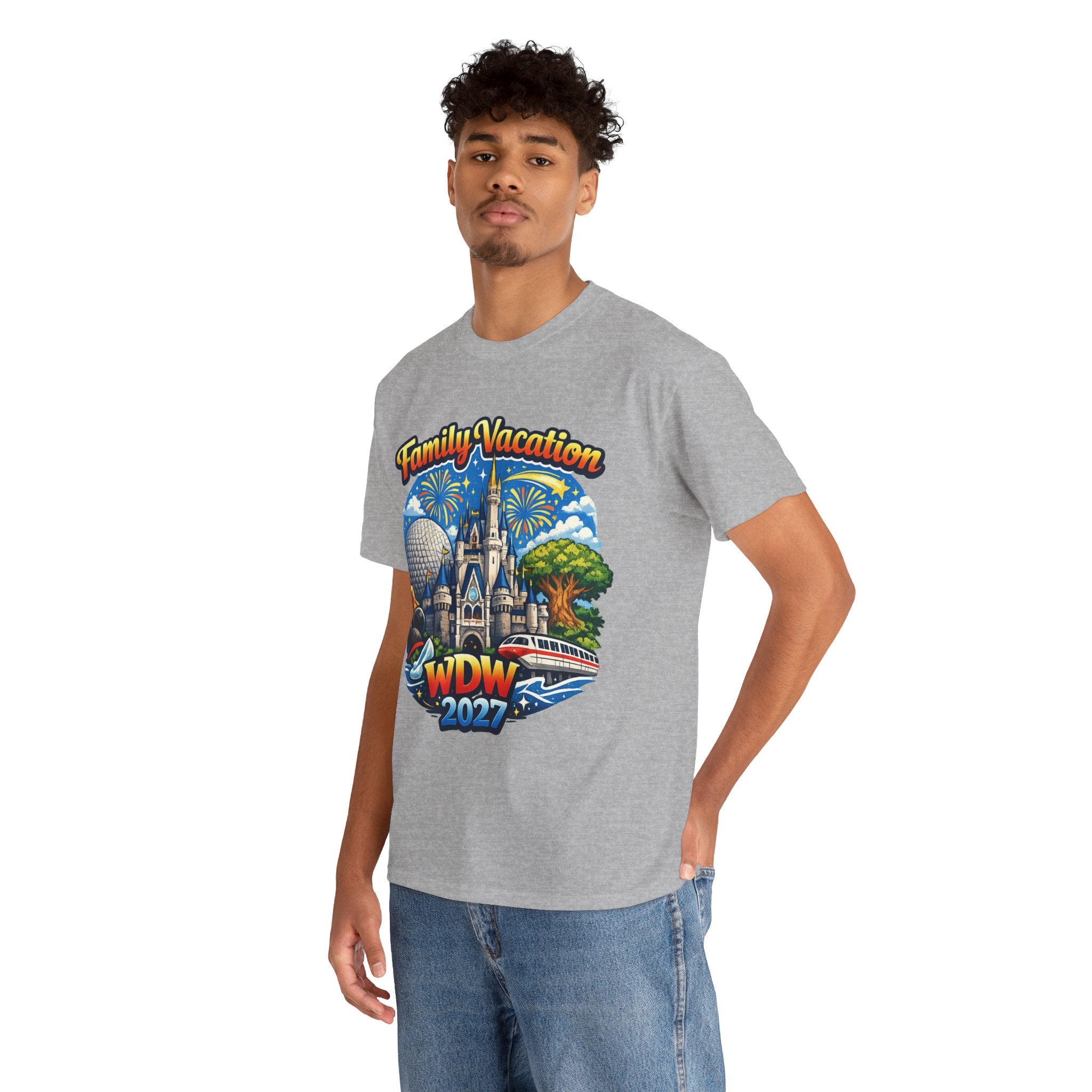 Family Vacation WDW 2027 T-Shirt – Disney Park Castle & Fireworks Vacation Tee