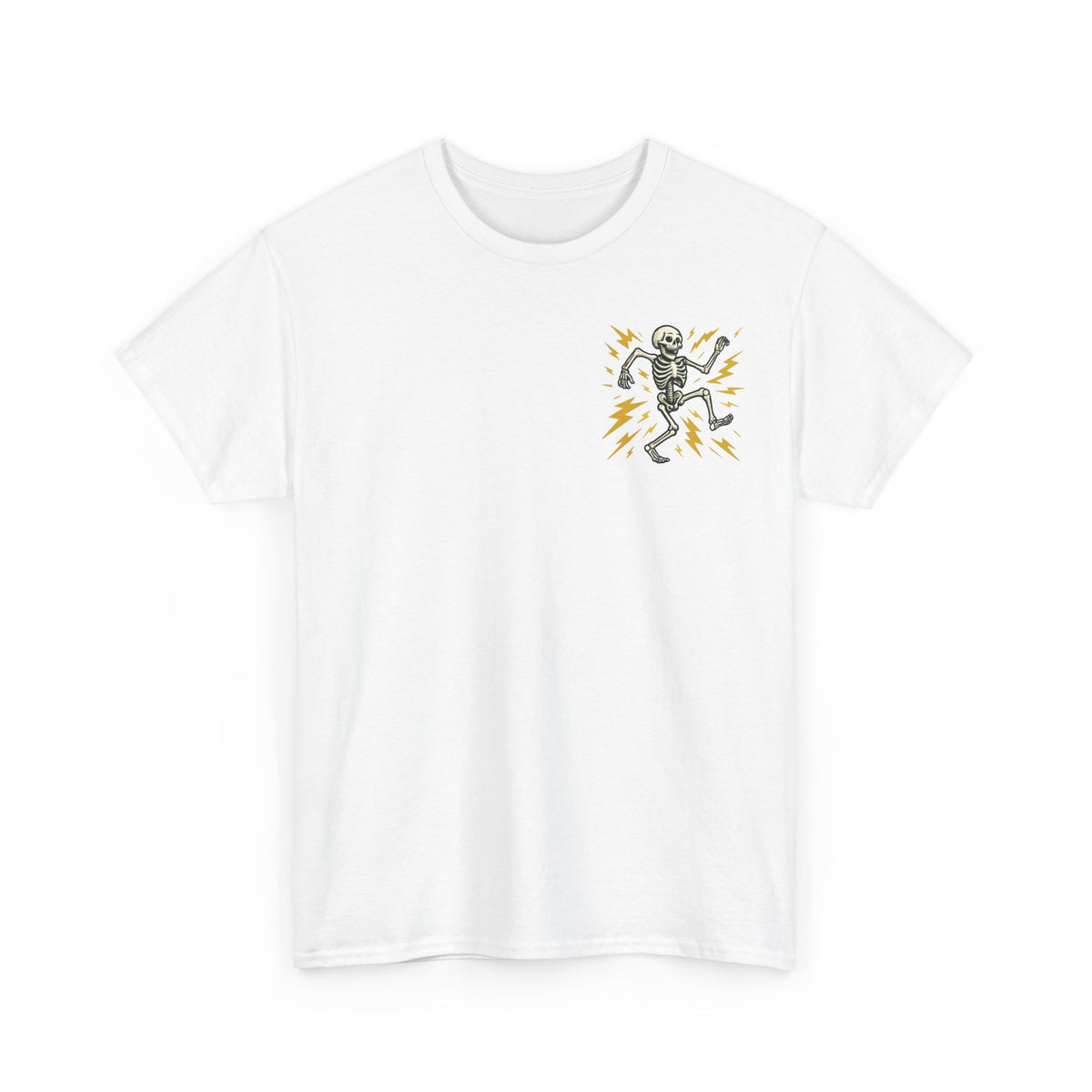 Electrician Skeleton Tee — "I'm an Electrician: If I Dance Without Music, Shut the Main Breaker Off"
