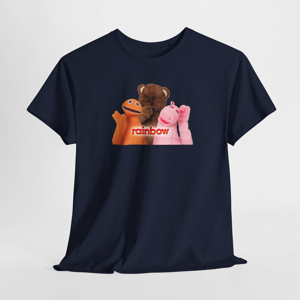 Rainbow Kids TV Zippy, George and Bungle Puppets T-Shirt — Cute Teddy & Hand Puppets Graphic Tee