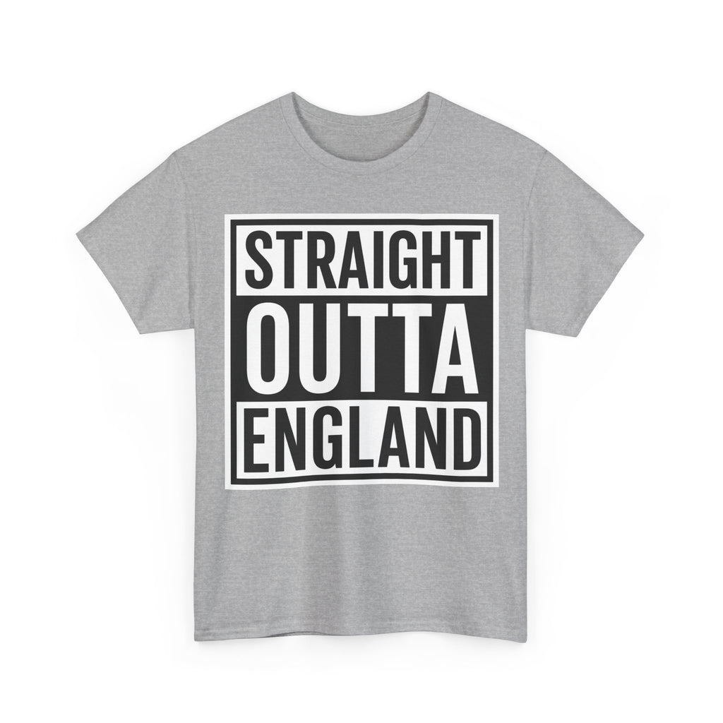 Straight Outta England T-Shirt — Bold Black Typography Tee for Brits & Expats
