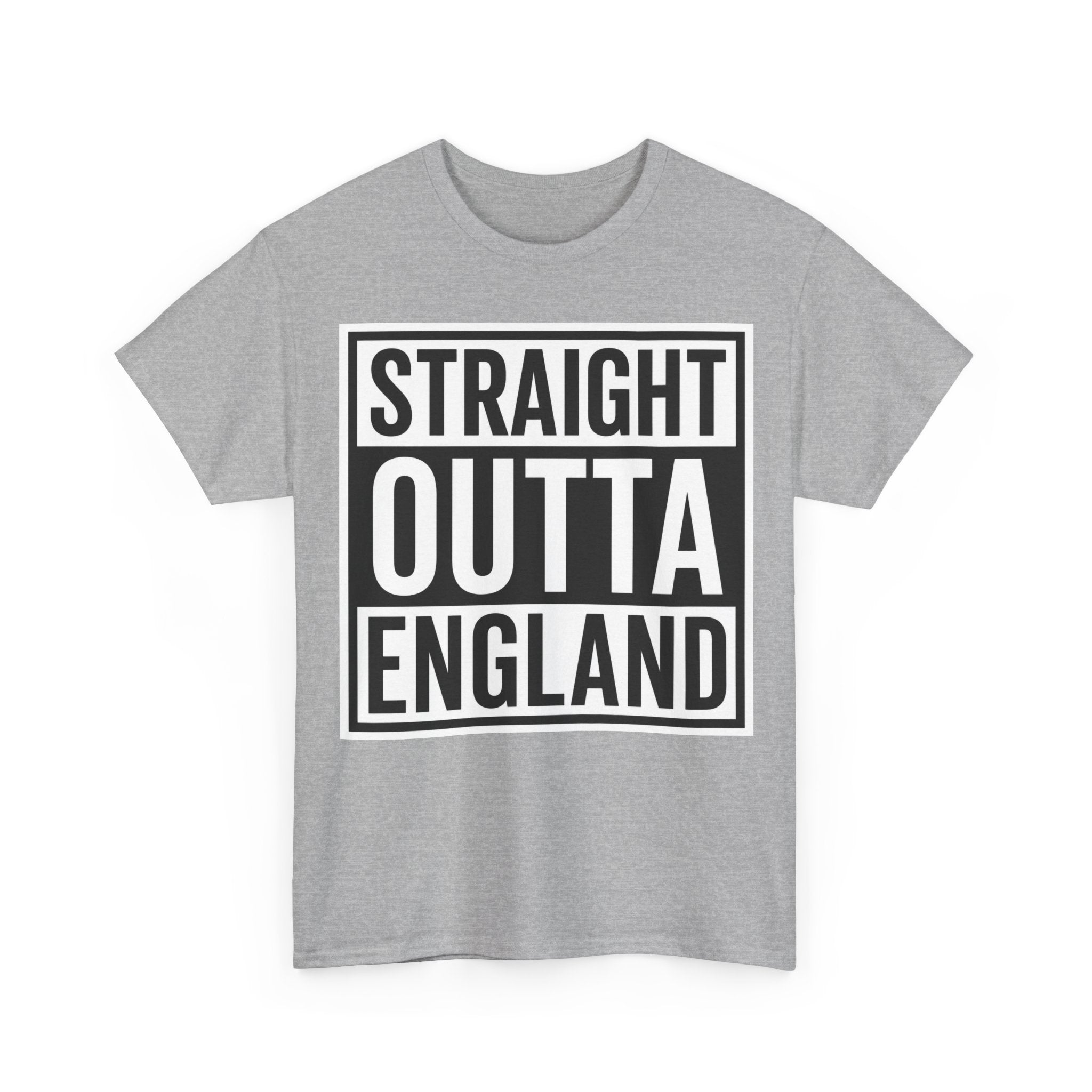 Straight Outta England T-Shirt — Bold Black Typography Tee for Brits & Expats