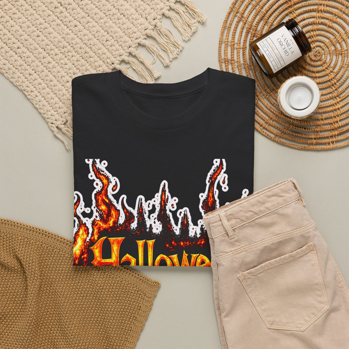Halloween Fire and Ice Graphic Cotton T-Shirt