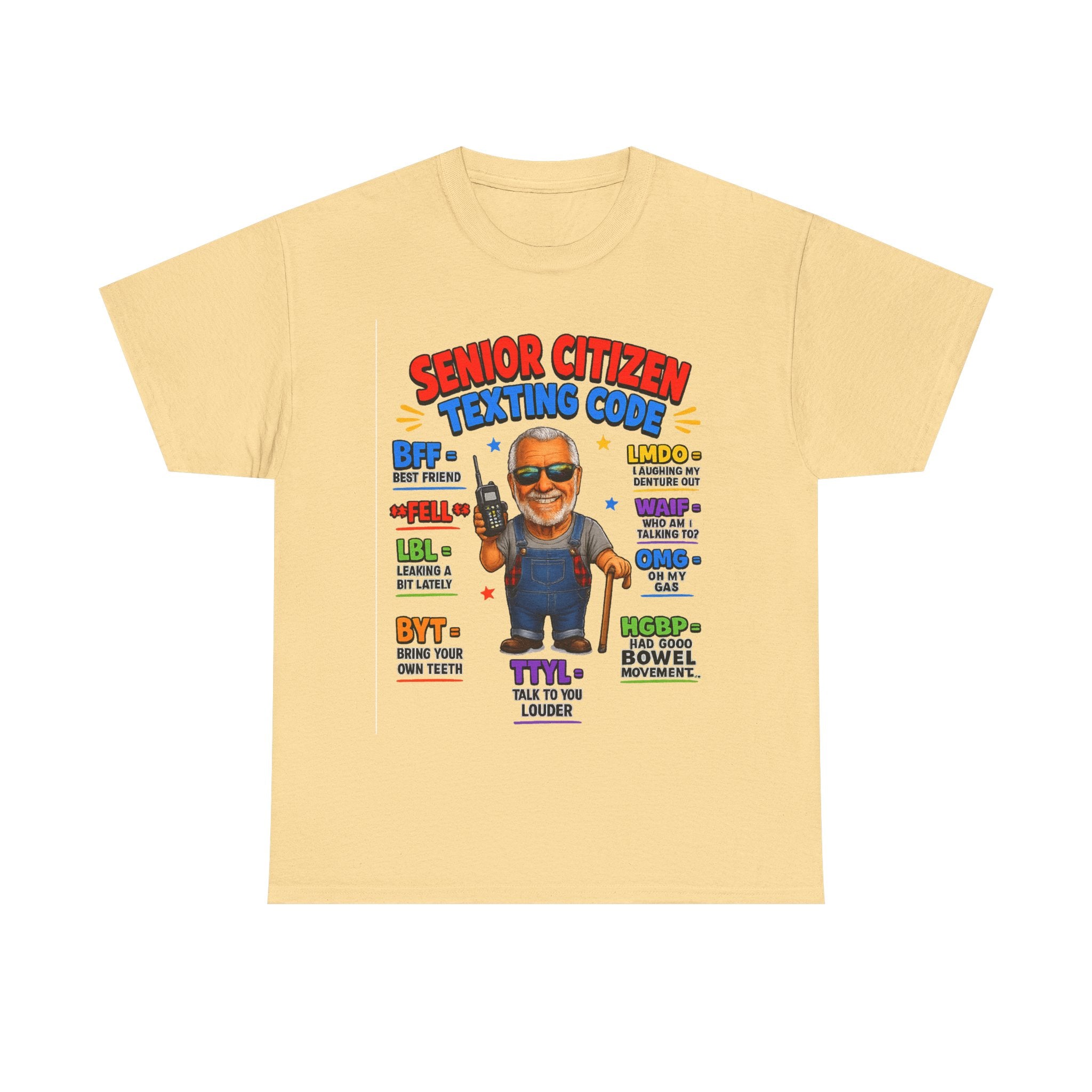 Senior Citizen Texting Code T-Shirt — Funny Grandpa Grandma Retirement Gift