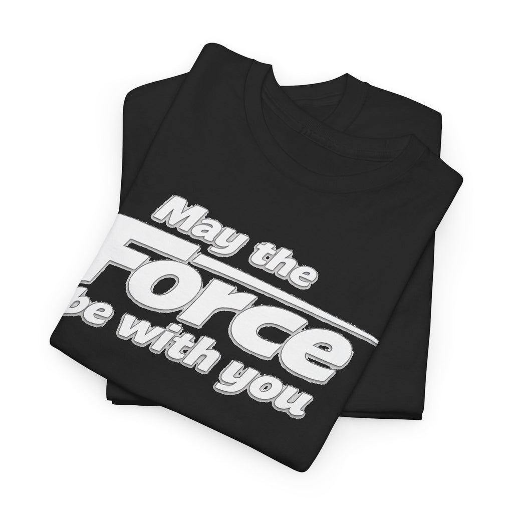 "May the Force Be With You" Retro Embossed Graphic T‑Shirt —