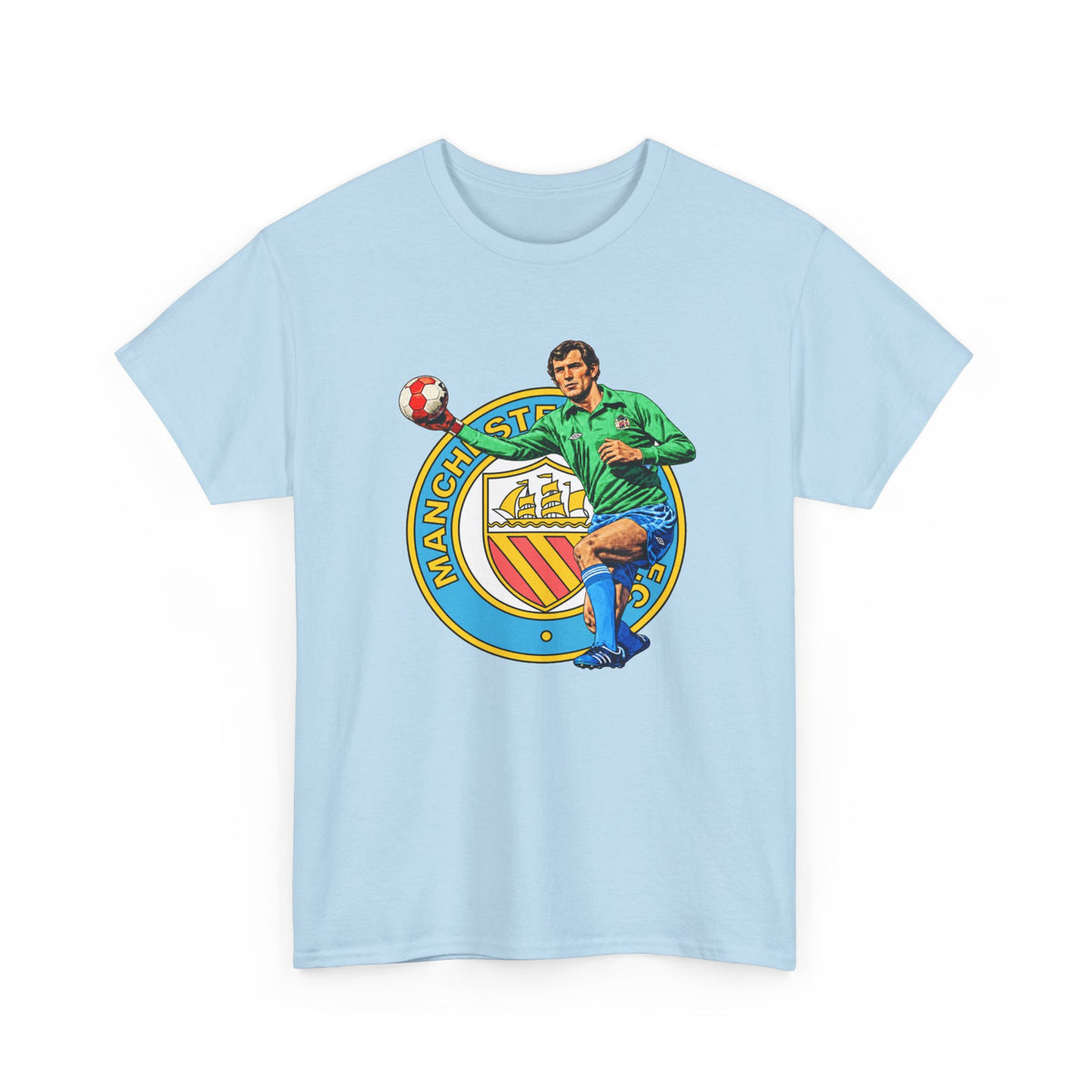 Joe Corrigan Manchester City Crest T-Shirt — Vintage Football Player Graphic Tee